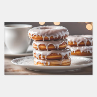 Vanille-Glasur-Donuts Rechteckiger Aufkleber
