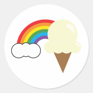 Vanilleeis und Regenbogen Runder Aufkleber
