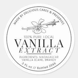 Vanilleextrakt Blume und Bohnen zeichnend Erzeugni Runder Aufkleber