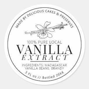 Vanilleextrakt Blume und Bohnen zeichnend Erzeugni Runder Aufkleber