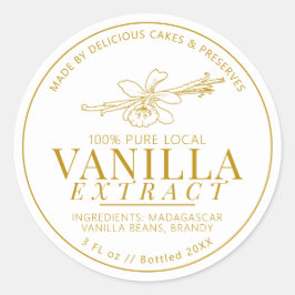 Vanilleextrakt Blume und Bohnen zeichnend gelb Runder Aufkleber