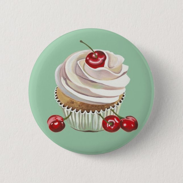 Vanillekirschkuchen-Abzeichenknopf Button (Vorderseite)