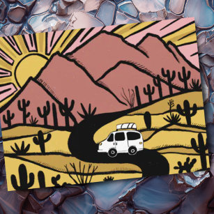 Vanlife Campervan Wüstengebirge RV Sunrise Postkarte