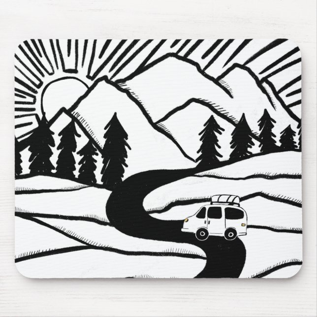 Vanlife MOUNTAIN SUNRISE Illustration Mousepad (Vorne)