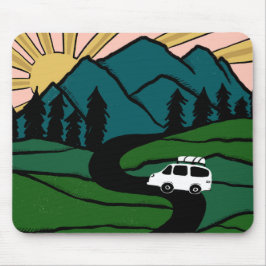 Vanlife MOUNTAIN SUNRISE Illustration Mousepad