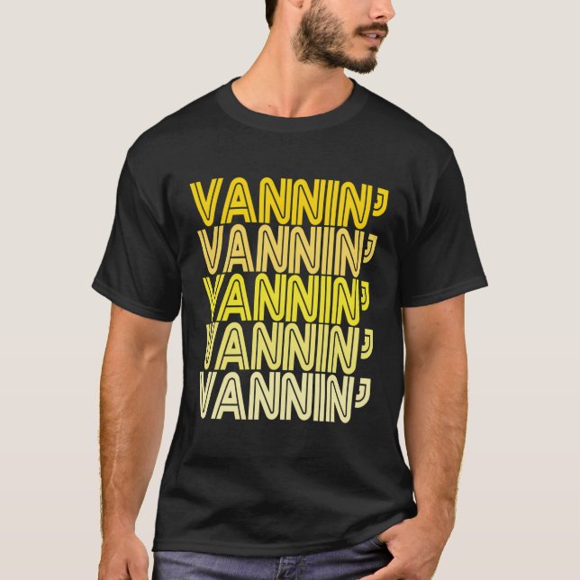Vannin Yellow Retro Vanner Vanning Nation Van Life T-Shirt (Vorderseite)
