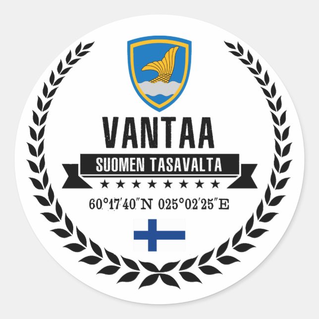 Vantaa Runder Aufkleber (Vorderseite)