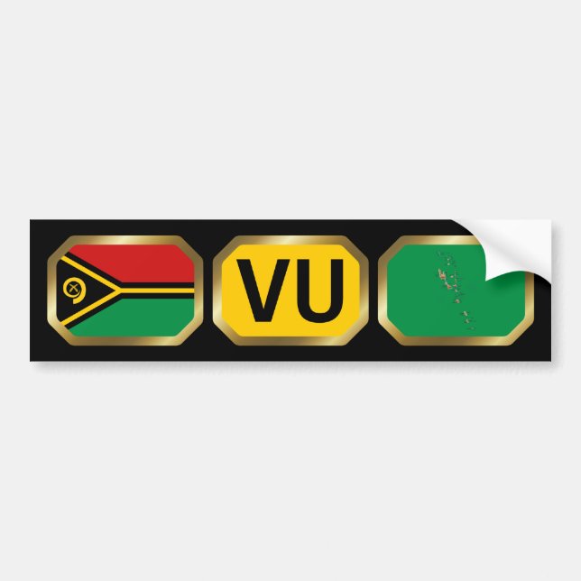 Vanuatu Flag Map Code Autoaufkleber (Vorne)