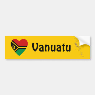 Vanuatu-Flaggen-Herz + Karten-Autoaufkleber Autoaufkleber