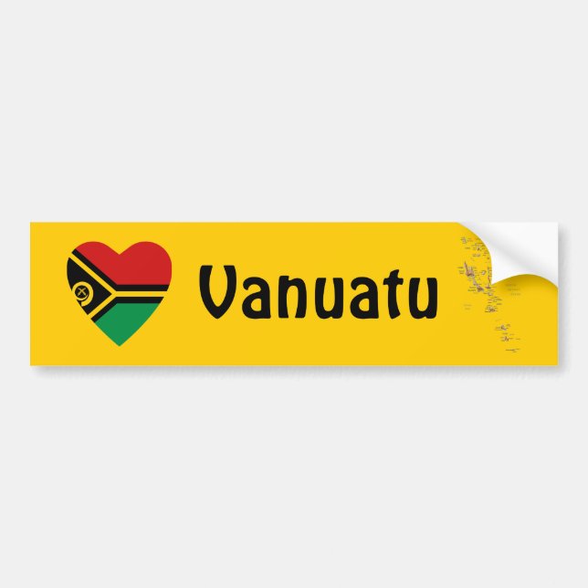 Vanuatu-Flaggen-Herz + Karten-Autoaufkleber Autoaufkleber (Vorne)
