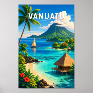 Vanuatu-Illustration Reise Kunst Vintage Poster