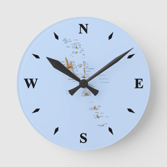 Vanuatu Kartenuhr Runde Wanduhr (Vorderseite)