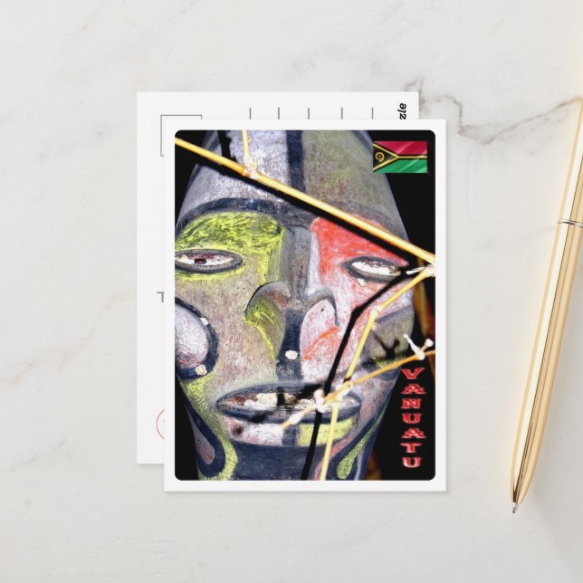 Vanuatu - Maske - Postkarte (Vorderseite/Rückseite Beispiel)