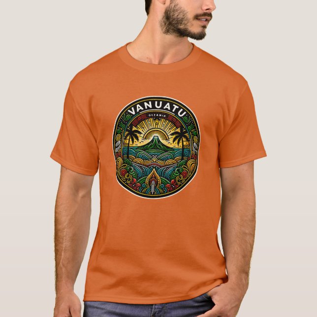 Vanuatu Oceania Badge, Regenvulkan Emblem T-Shirt (Vorderseite)