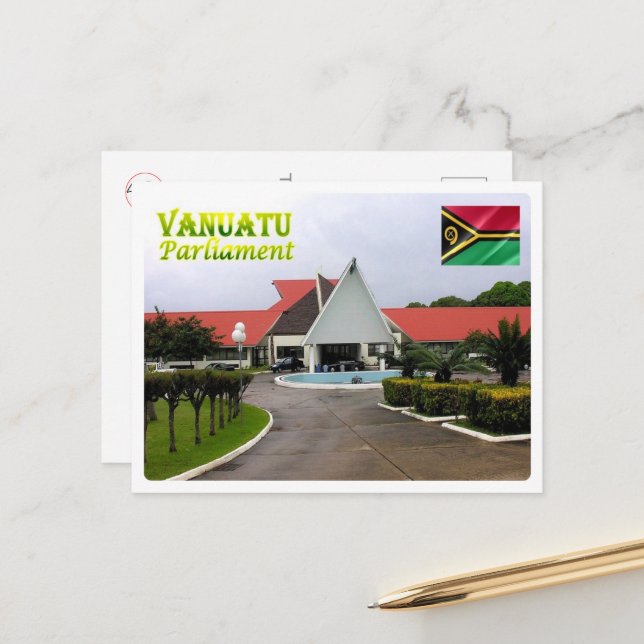 Vanuatu Parlament - Postkarte (Vorderseite/Rückseite Beispiel)