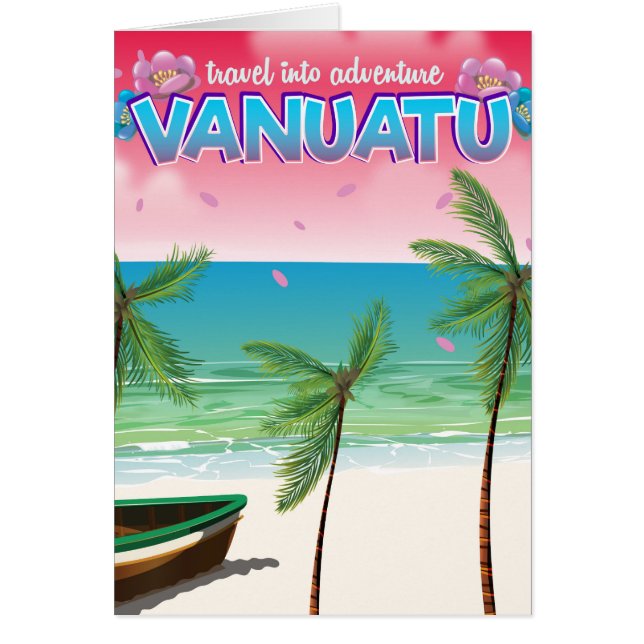 Vanuatu "Reise ins Abenteuer" Reiseplakat. (Vorne)
