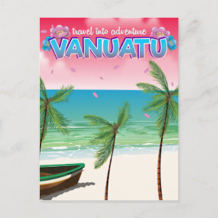 Vanuatu "Reise ins Abenteuer" Reiseplakat. Postkarte