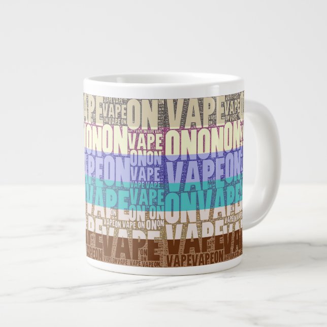 Vape auf Typografie-TAN-Türkis Jumbo-Tasse (Vorderseite Rechts)