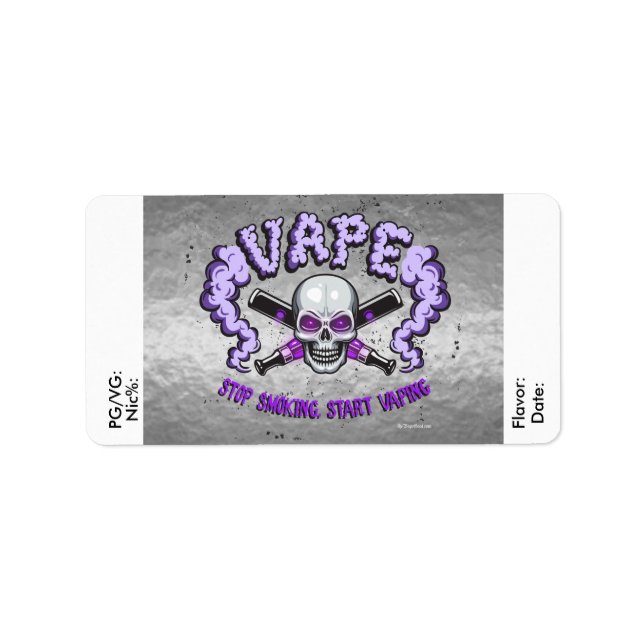 Vape | DIY E-Juice Label Lila Skull by VapeGoat Adressaufkleber (Vorne)