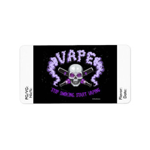 Vape   DIY E-Juice Label Lila Skull by VapeGoat Adressaufkleber