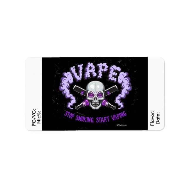 Vape | DIY E-Juice Label Lila Skull by VapeGoat Adressaufkleber (Vorne)