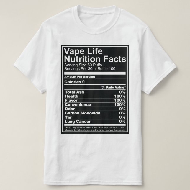 Vape Leben-Nahrungs-Tatsachen T-Shirt (Design vorne)