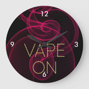 Vape On Dark Pink Smoke Große Wanduhr