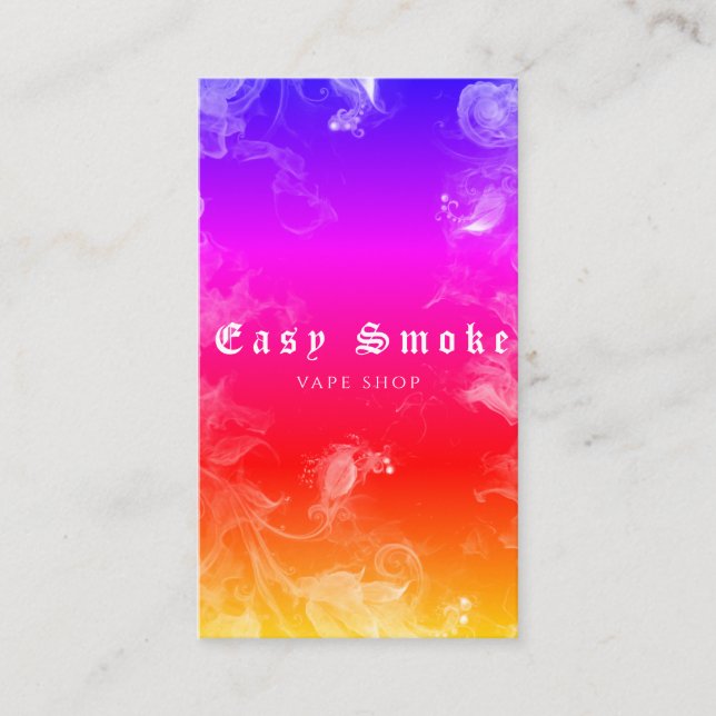 Vape Shop Colorful Smoke Business Card Visitenkarte (Vorderseite)