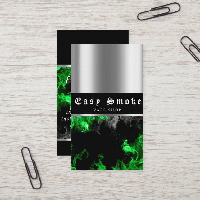 Vape Shop farbenfrohe Green Smoke Business Card Visitenkarte (Vorderseite/Rückseite Beispiel)