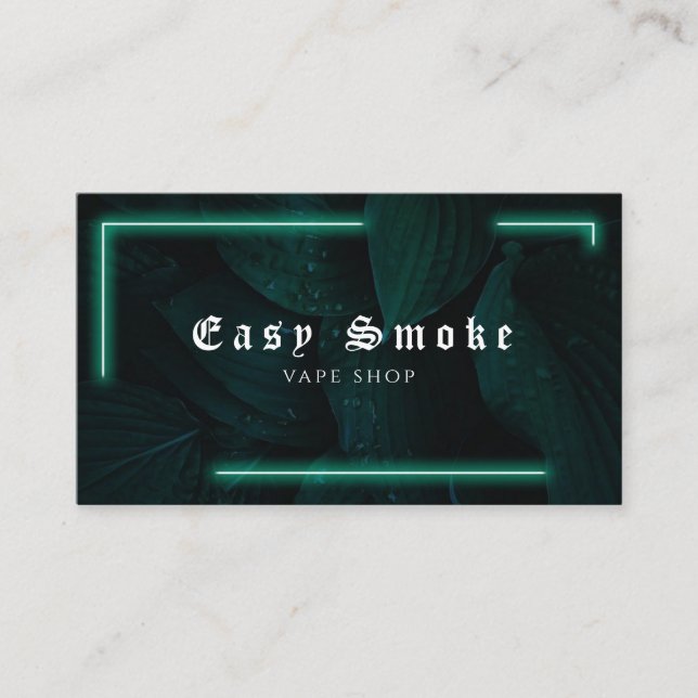 Vape Shop Neon Green Leaf Business Card Visitenkarte (Vorderseite)