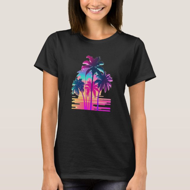 Vaperwave Aesthetic Glitch Palm Retrowave Synthwav T-Shirt (Vorderseite)