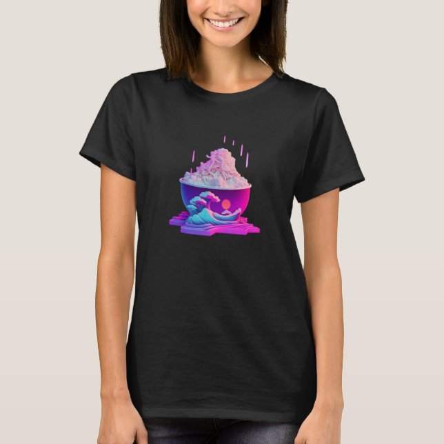 Vaperwave Aesthetic Glitch Palm Retrowave Synthwav T-Shirt (Vorderseite)