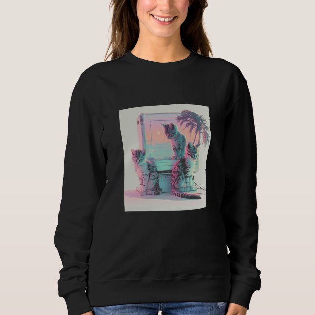 Vaperwave Aesthetic Glitch Retrowave Synthwave Sweatshirt (Vorderseite)