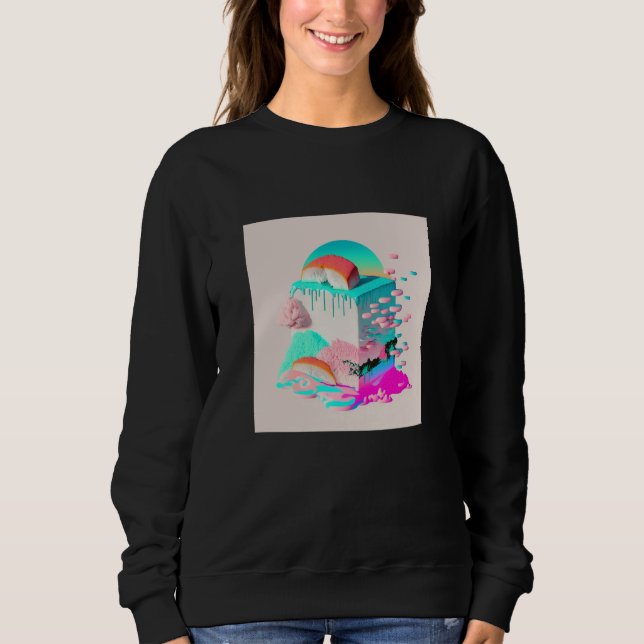 Vaperwave Aesthetic Glitch Sushi Retrowave Synthwa Sweatshirt (Vorderseite)