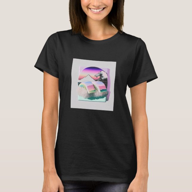 Vaperwave Aesthetic Glitch Sushi Retrowave Synthwa T-Shirt (Vorderseite)