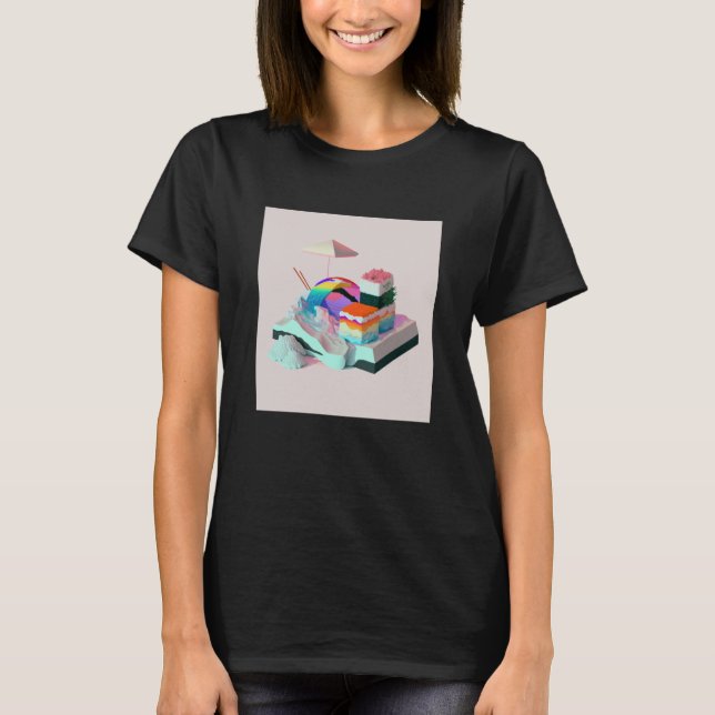 Vaperwave Aesthetic Glitch Sushi Retrowave Synthwa T-Shirt (Vorderseite)