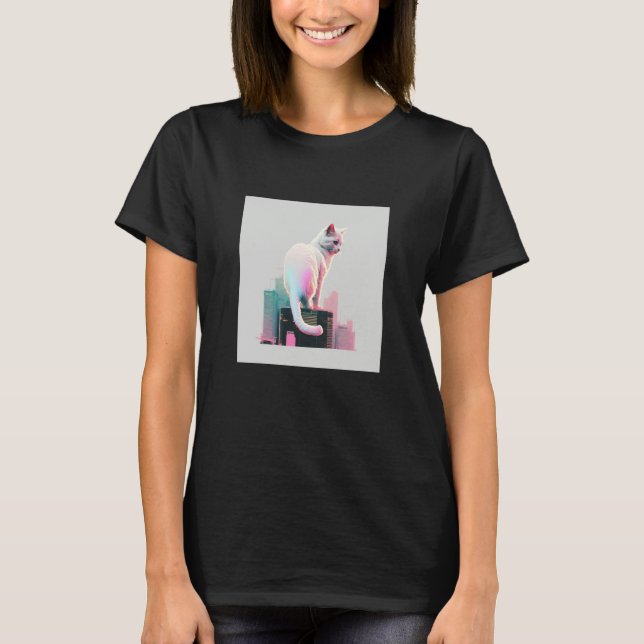 Vaperwave-Ästhetik-Glitch-Katze-Retrowave-Synthwav T-Shirt (Vorderseite)