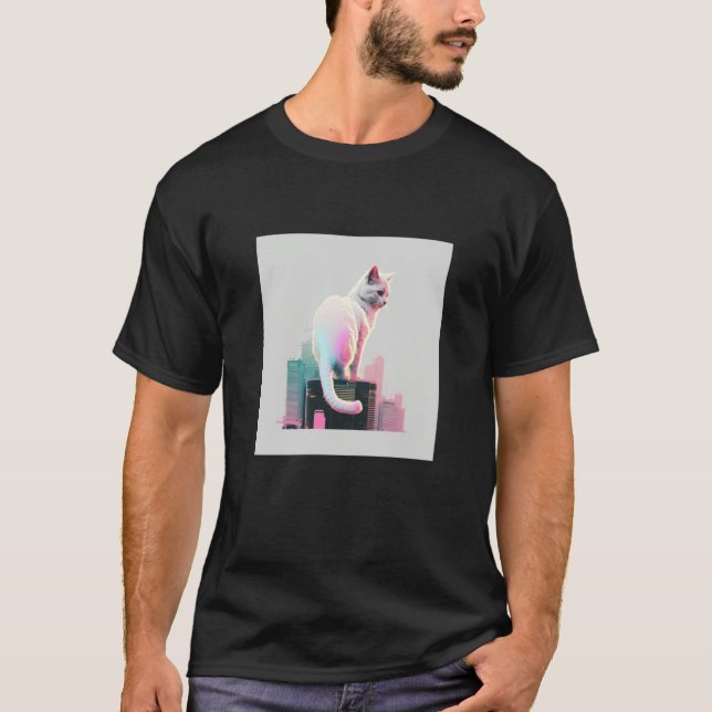 Vaperwave-Ästhetik-Glitch-Katze-Retrowave-Synthwav T-Shirt (Vorderseite)