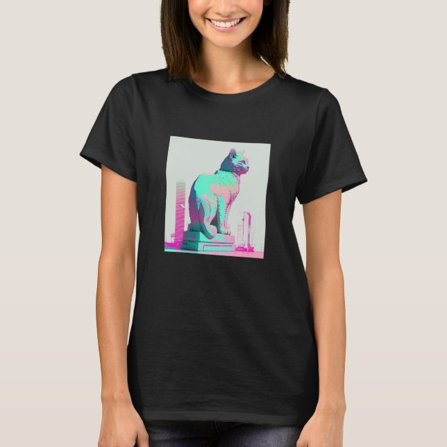 Vaperwave-Ästhetik-Glitch-Katze-Retrowave-Synthwav T-Shirt (Vorderseite)
