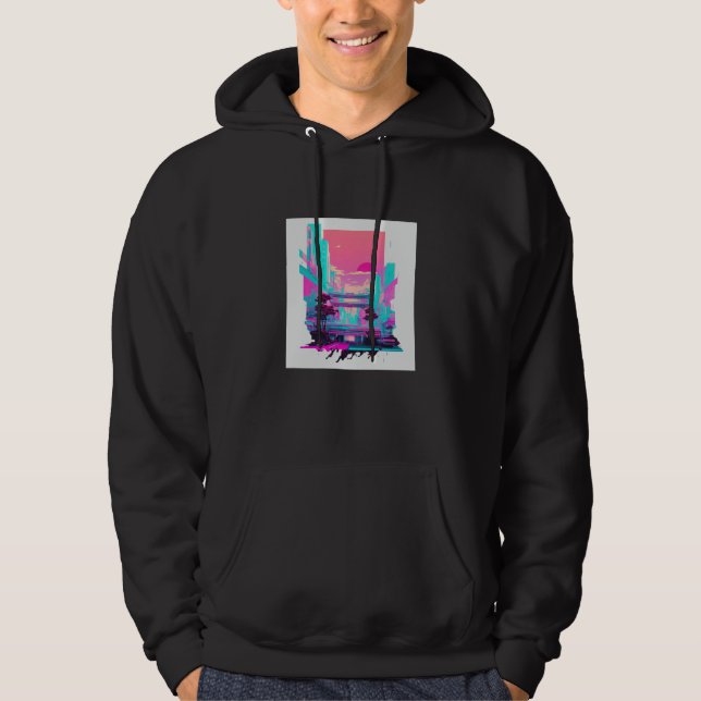 Vaperwave-Ästhetik-Glitch-Retrowave-Synthwave 11 Hoodie (Vorderseite)
