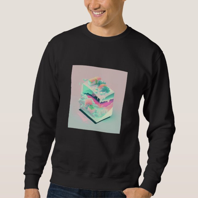 Vaperwave-Ästhetik-Glitch-Sushi-Retrowave-Synthwel Sweatshirt (Vorderseite)