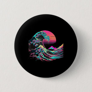 Vaperwave Ästhetische Glitch Great Wave Retrowave Button
