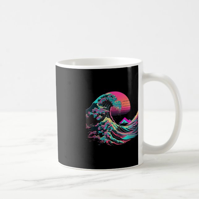 Vaperwave Ästhetische Glitch Great Wave Retrowave  Kaffeetasse (Rechts)