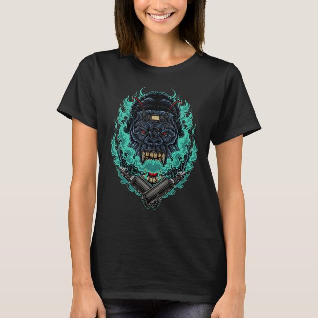 Vaping Gorilla Trendy Spaß Nizza Niedlich Phantast T-Shirt (Vorderseite)