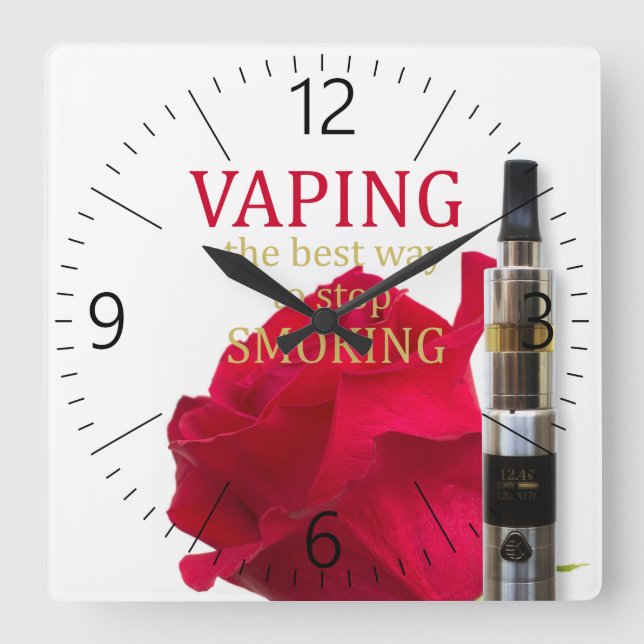 Vaping ist die beste Art, mit dem Rauchen aufzuhör Quadratische Wanduhr (Vorderseite)