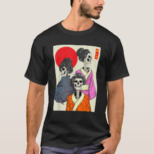Vapor95 Geisha Girl Skeletons Aufstieg Sun Japanis T-Shirt