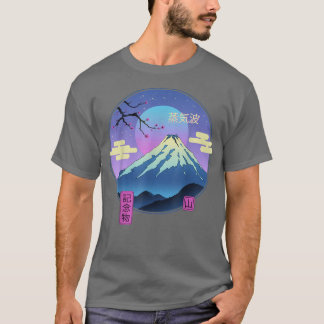 Vapor Landschaft Fuji Berg Sakura Japanische Kunst T-Shirt