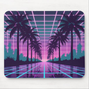 Vaporwave 80er Neon Grid Synthwave Art Poster Mousepad