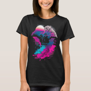 Vaporwave Abstrakte Landschaft Monument Obelisk T-Shirt