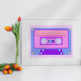 Vaporwave Aesthetic Lilac 90s Audio Cassette Poster
